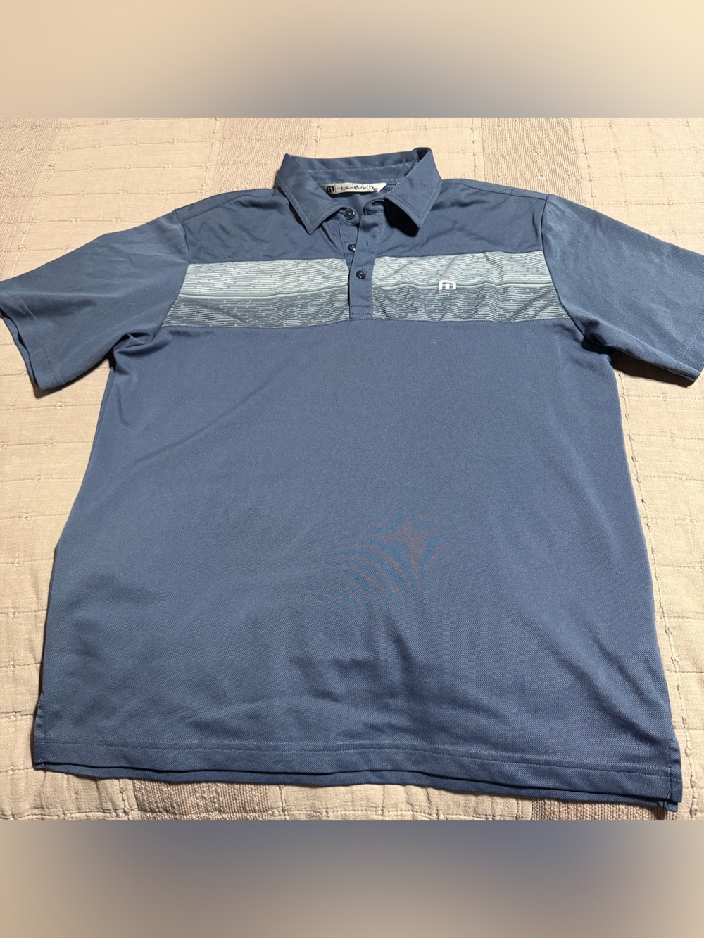 Travis Mathew Blue Gray Short Sleeve Polo Shirt - M